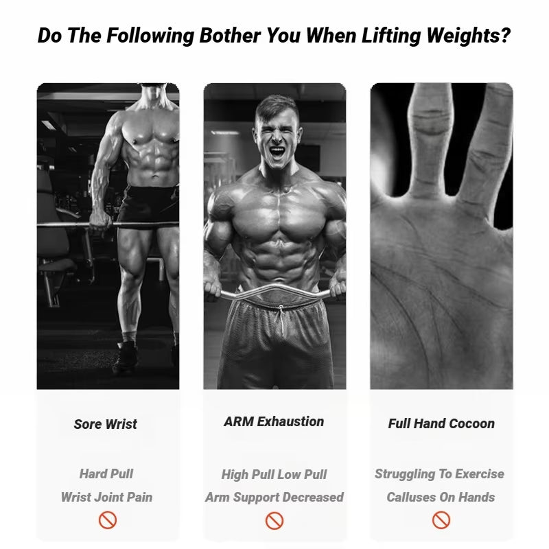 2Pcs Cowhide Gym Gloves Grips Anti-Skid Weight Power Belt Lifting Pads Deadlift Workout Fitness Palm Protection Training Guards